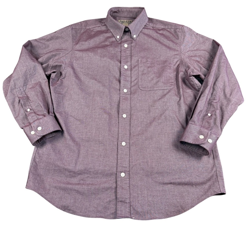 Duluth Trading Co Button Down Shirt Mens Medium Burgundy Heather Gorpcore Oxford